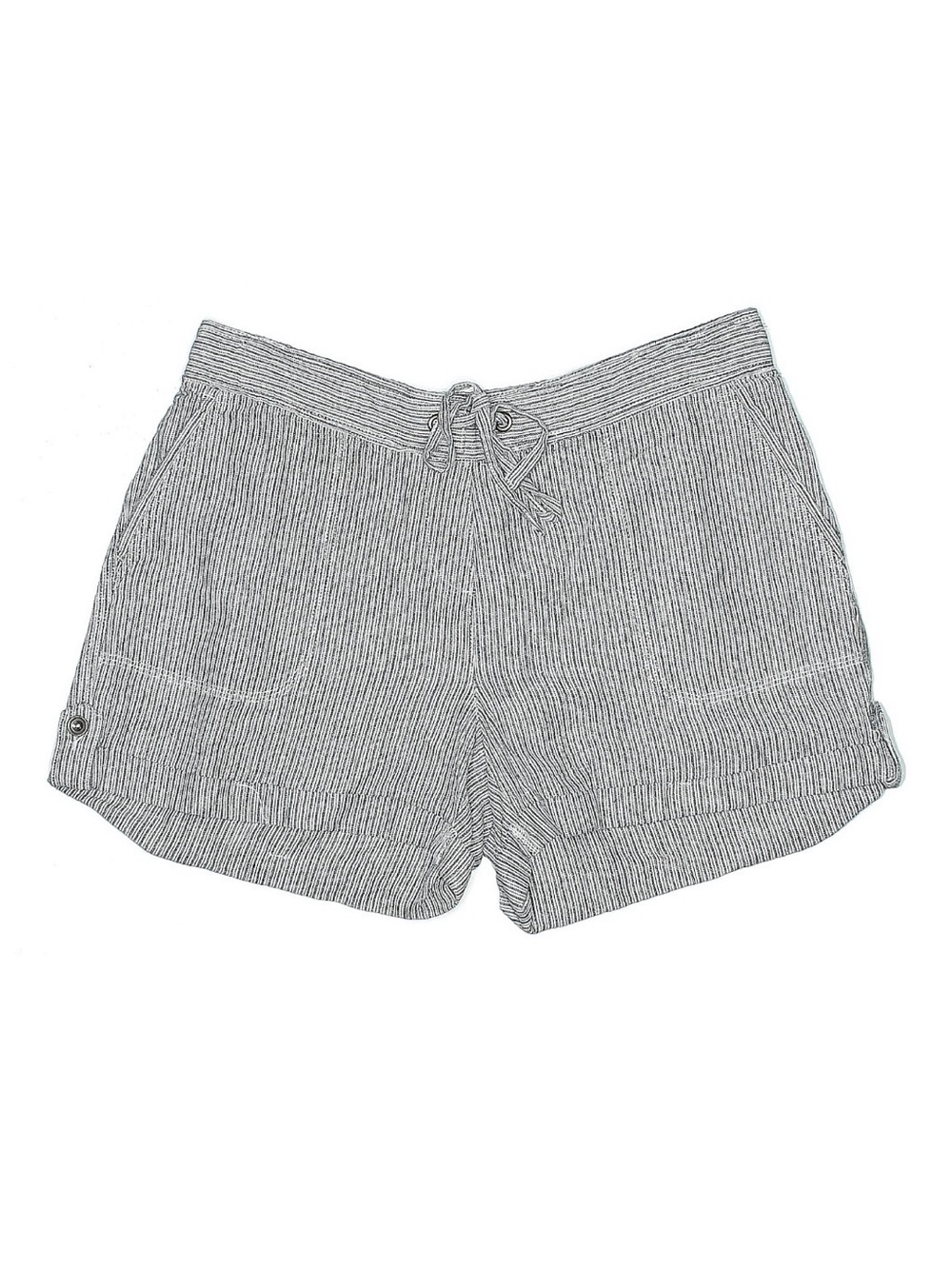 Per Se Gray Striped Linen shorts